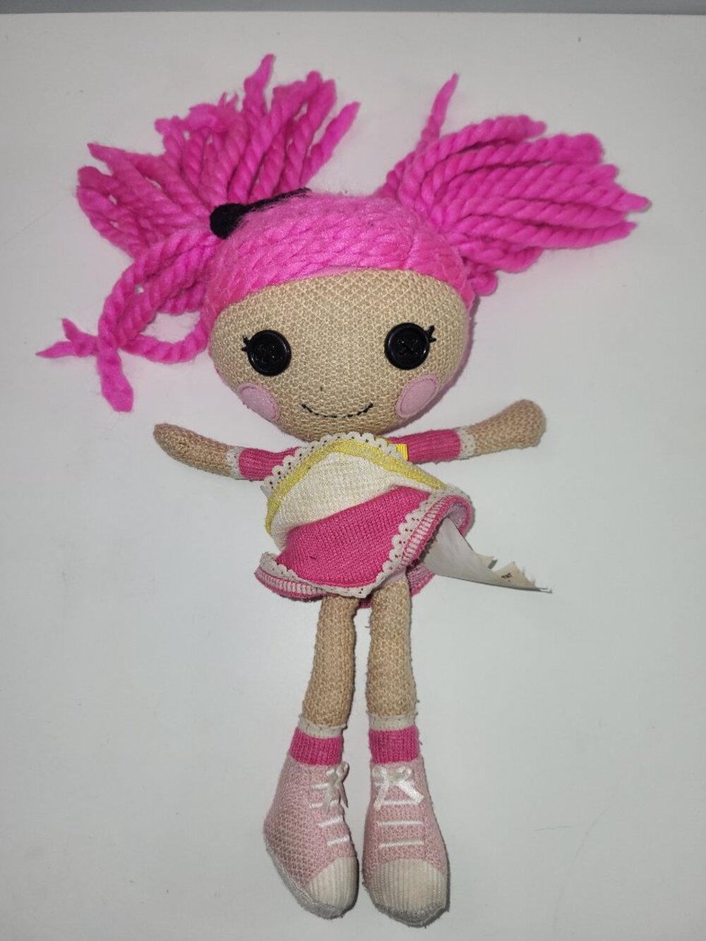 Lalaloopsy Plush Doll Pink Yarn Hair Yellow Dress Soft Rag Doll